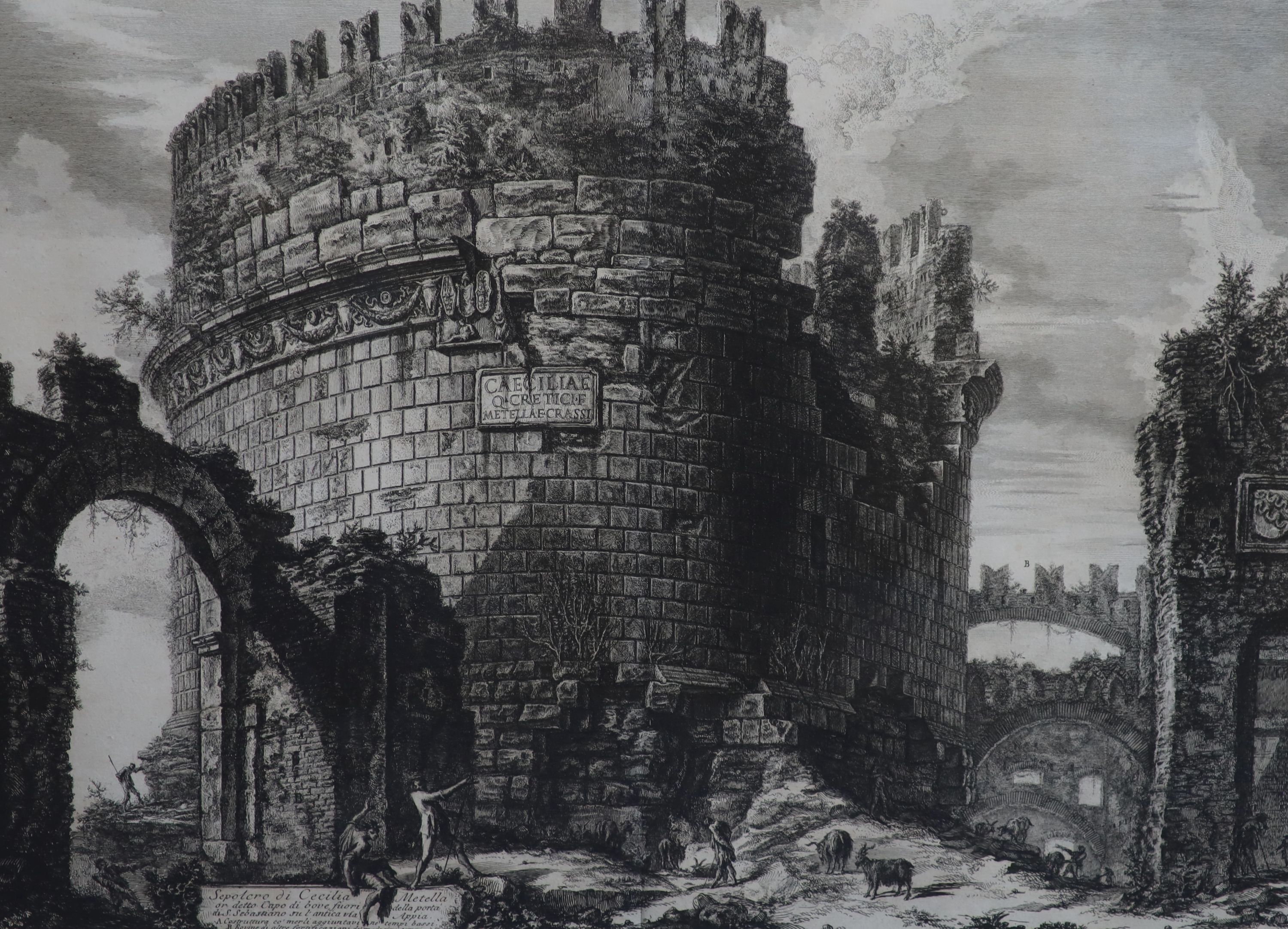 Giovanni Battista Piranesi (1720-1778), Sepolero di Cecilia Metalla, from Views of Rome, 1762, etching, 45 x 62.5cm